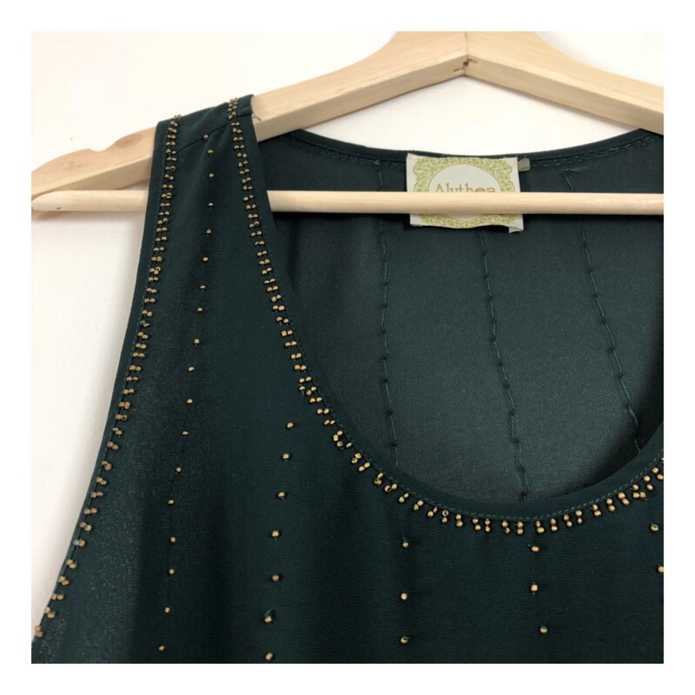 hunter green and gold beaded racerback